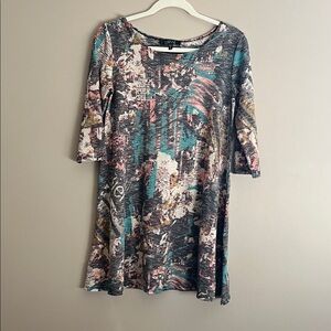 Luxe Women's Long Sleeve Abstract Print Dress - Multicolor